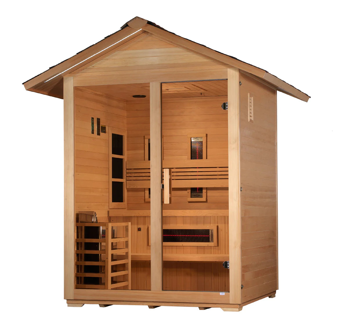 Golden Designs Carinthia 3 Person Hybrid PureTech™ Full Spectrum IR Outdoor Sauna - Canadian Hemlock