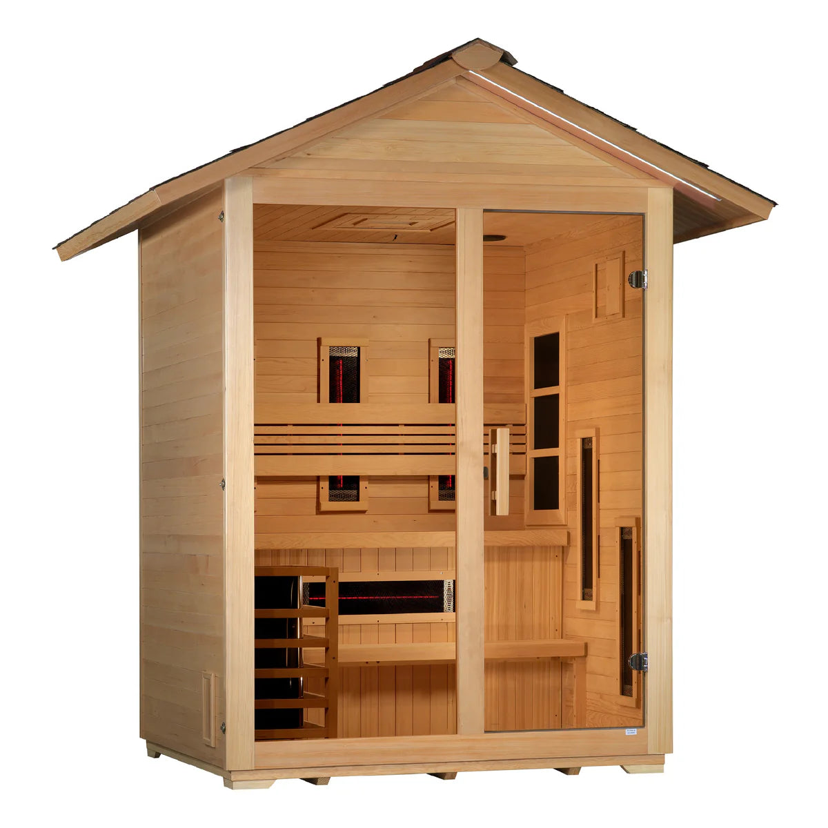 Golden Designs Carinthia 3 Person Hybrid PureTech™ Full Spectrum IR Outdoor Sauna - Canadian Hemlock