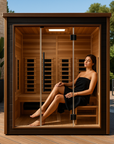 Visby 3 Person Outdoor-Indoor PureTech Hybrid Full Spectrum Sauna – Canadian Red Cedar Interior
