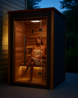 Golden Designs Narvik 2 Person Outdoor-Indoor Traditional Sauna - Canadian Red Cedar Interior