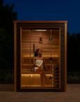Golden Designs Narvik 2 Person Outdoor-Indoor Traditional Sauna - Canadian Red Cedar Interior