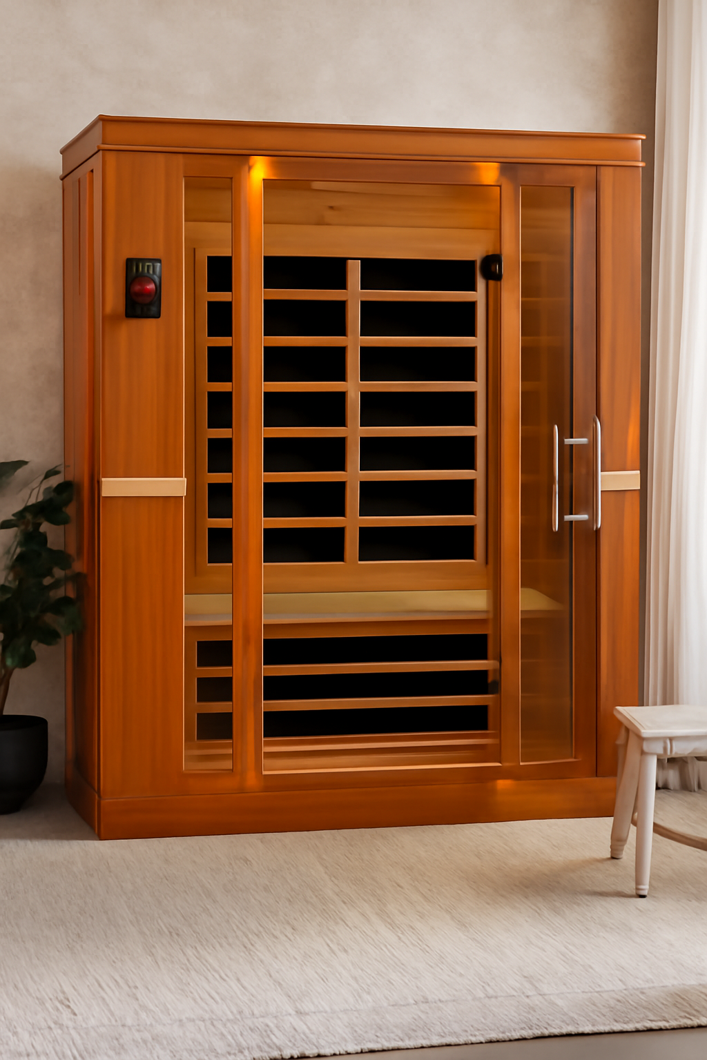 Dynamic Bergamo 4 Person Low EMF - Far Infrared Sauna - Natural Hemlock