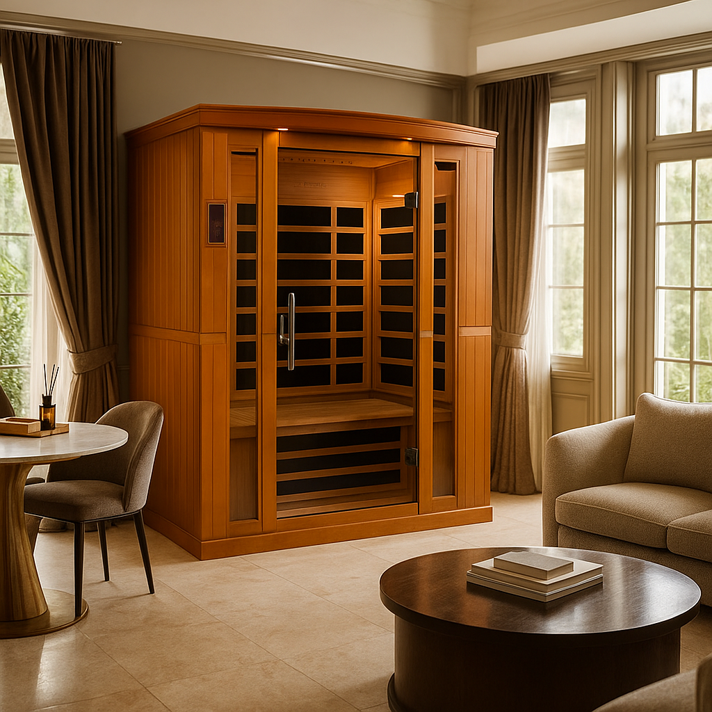 Dynamic Bergamo 4 Person Low EMF - Far Infrared Sauna - Natural Hemlock
