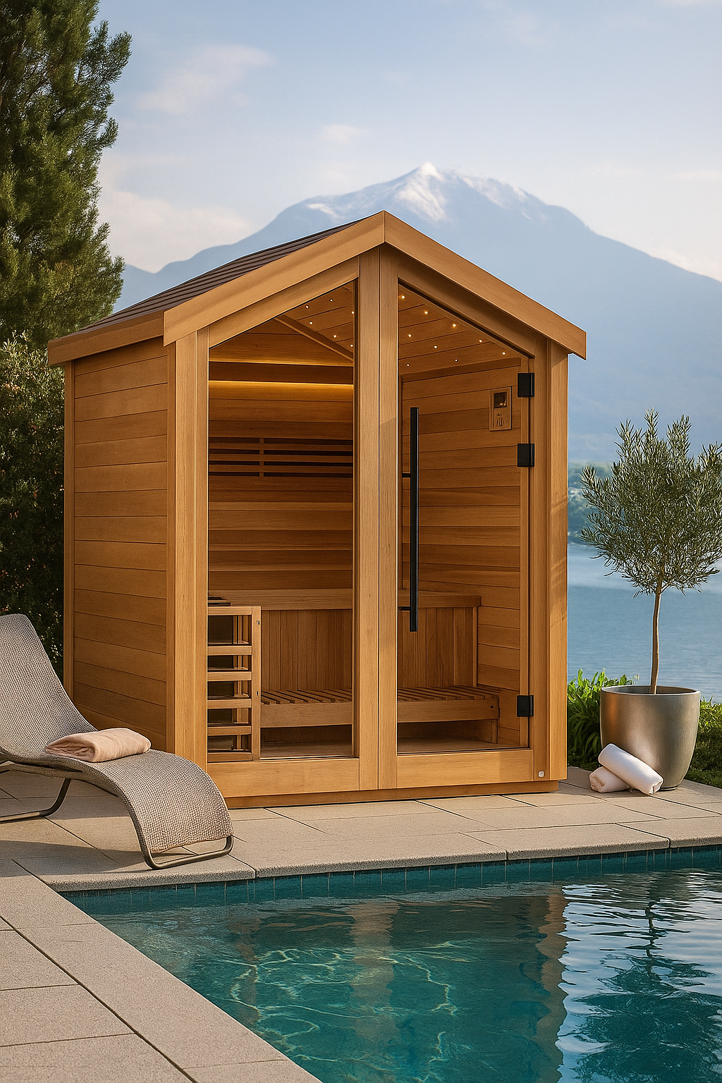 Savonlinna 3 Person Outdoor Traditional Sauna - Canadian Red Cedar Interior