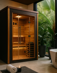 Golden Designs Narvik 2 Person Outdoor-Indoor Traditional Sauna - Canadian Red Cedar Interior