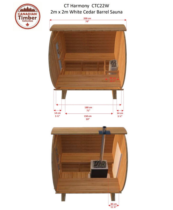 Dundalk LeisureCraft Canadian Timber Harmony Barrel Sauna