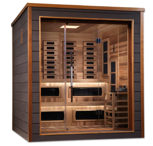 Karlstad 6 Person Outdoor-Indoor PureTech Hybrid Full Spectrum Sauna – Canadian Red Cedar Interior