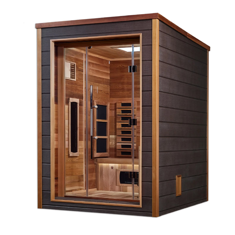 Nora 2 Person Outdoor-Indoor PureTech Hybrid Full Spectrum Sauna – Canadian Red Cedar Interior