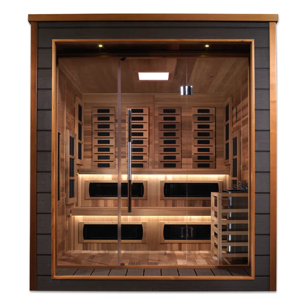 Karlstad 6 Person Outdoor-Indoor PureTech Hybrid Full Spectrum Sauna – Canadian Red Cedar Interior