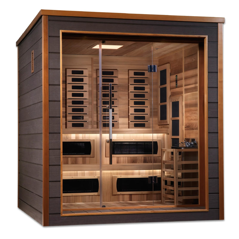 Karlstad 6 Person Outdoor-Indoor PureTech Hybrid Full Spectrum Sauna – Canadian Red Cedar Interior