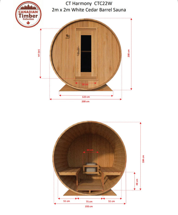 Dundalk LeisureCraft Canadian Timber Harmony Barrel Sauna