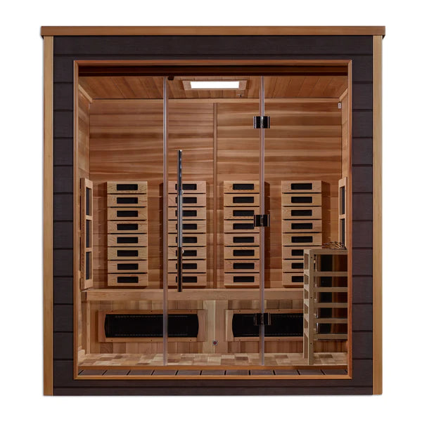 Visby 3 Person Outdoor-Indoor PureTech Hybrid Full Spectrum Sauna – Canadian Red Cedar Interior