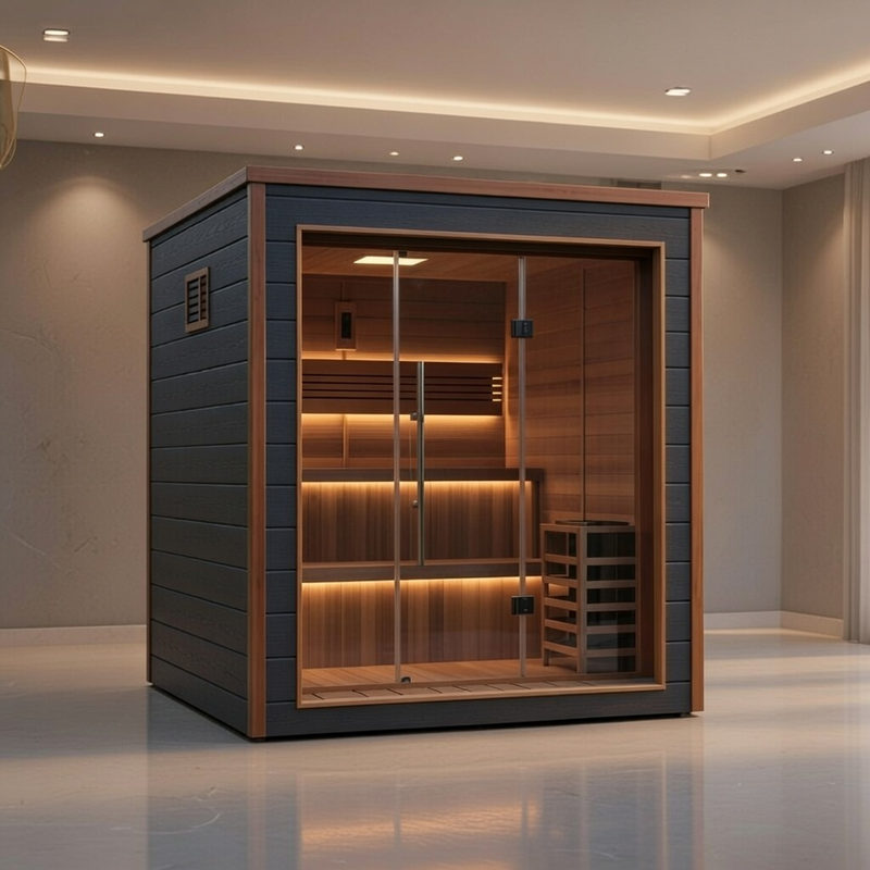 Golden Designs Bergen 6 Person Outdoor-Indoor Traditional Sauna - Canadian Red Cedar Interior