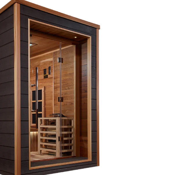 Karlstad 6 Person Outdoor-Indoor PureTech Hybrid Full Spectrum Sauna – Canadian Red Cedar Interior