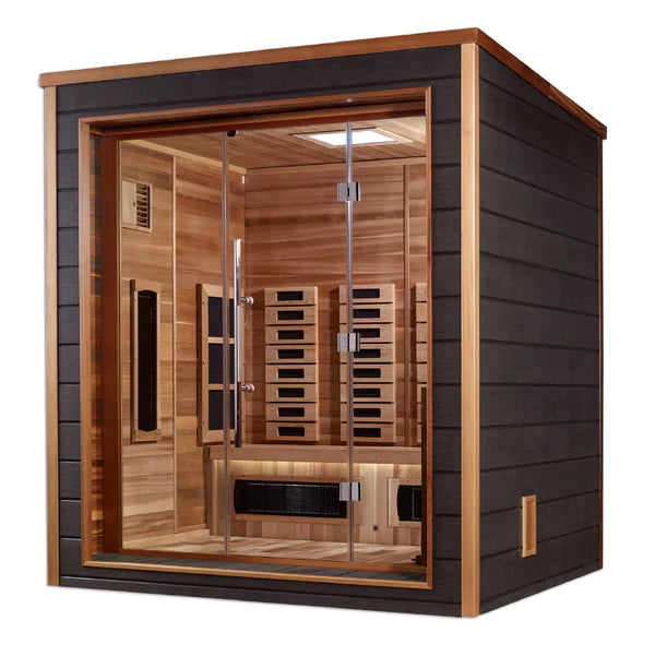 Visby 3 Person Outdoor-Indoor PureTech Hybrid Full Spectrum Sauna – Canadian Red Cedar Interior