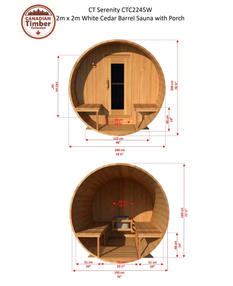 Dundalk LeisureCraft Canadian Timber Serenity Barrel Sauna
