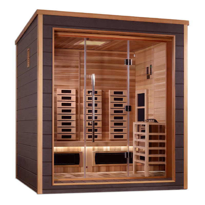 Visby 3 Person Outdoor-Indoor PureTech Hybrid Full Spectrum Sauna – Canadian Red Cedar Interior