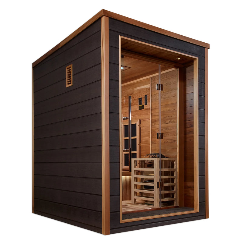 Nora 2 Person Outdoor-Indoor PureTech Hybrid Full Spectrum Sauna – Canadian Red Cedar Interior