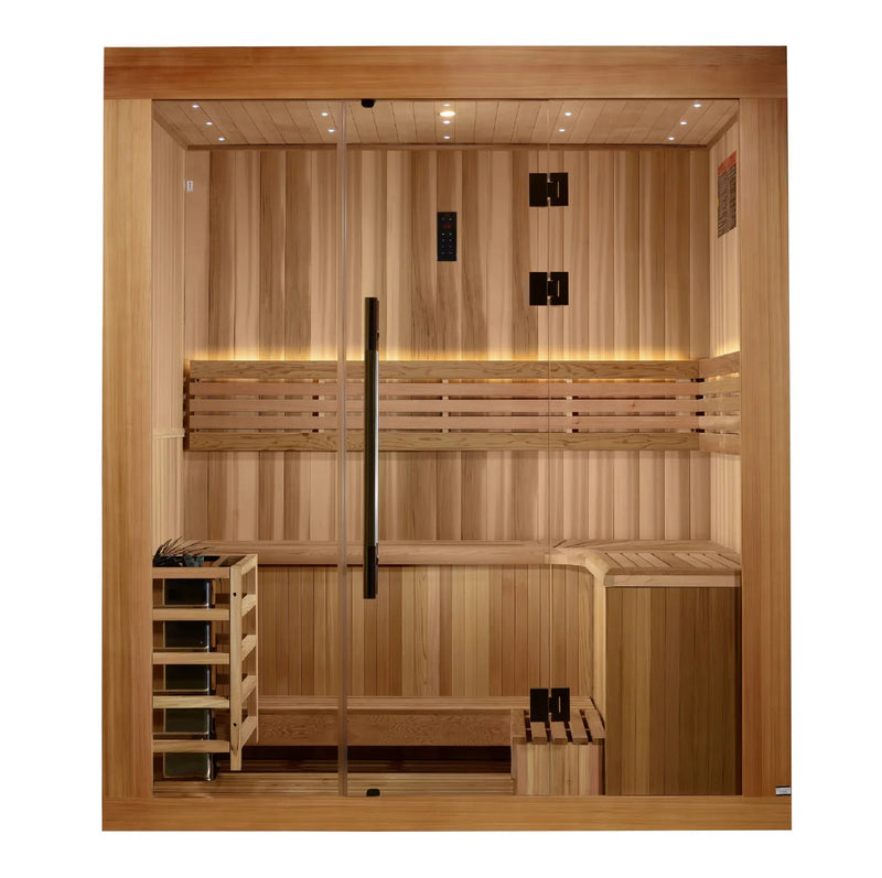2025  "Copenhagen Edition" 3 Person Traditional Sauna Canadian Red Cedar Interior and Pacific Premium Clear Cedar Exterior