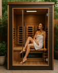 Nora 2 Person Outdoor-Indoor PureTech Hybrid Full Spectrum Sauna – Canadian Red Cedar Interior