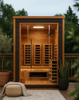 Nora 2 Person Outdoor-Indoor PureTech Hybrid Full Spectrum Sauna – Canadian Red Cedar Interior