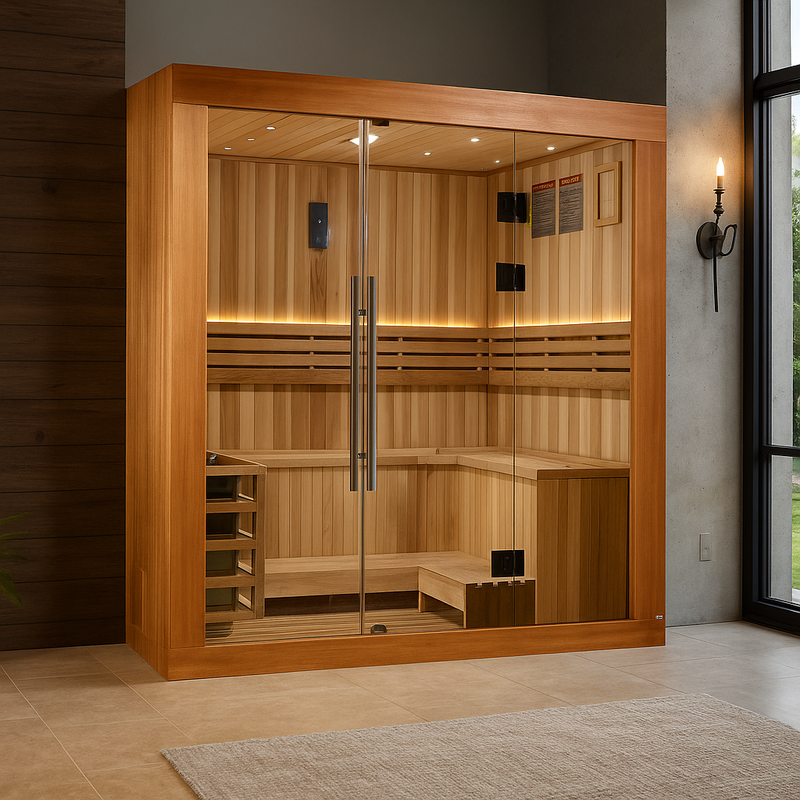 2025  "Copenhagen Edition" 3 Person Traditional Sauna Canadian Red Cedar Interior and Pacific Premium Clear Cedar Exterior