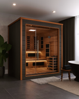 Karlstad 6 Person Outdoor-Indoor PureTech Hybrid Full Spectrum Sauna – Canadian Red Cedar Interior