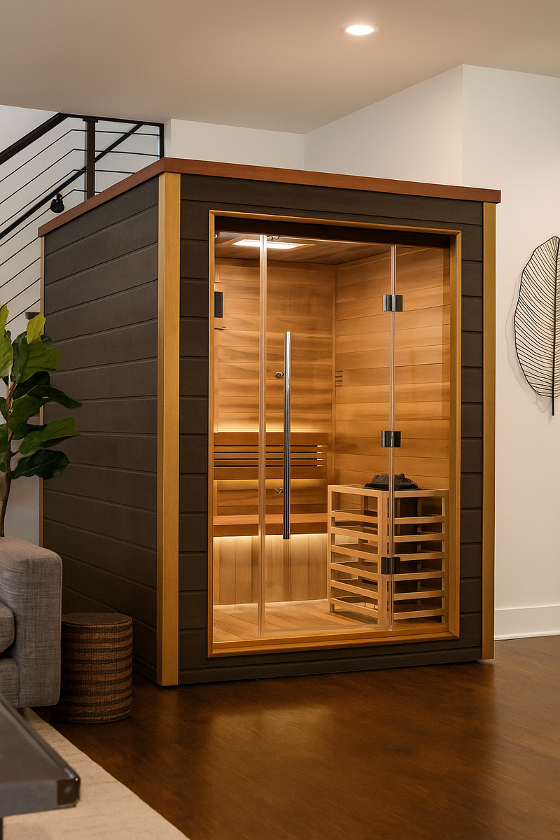 Golden Designs Narvik 2 Person Outdoor-Indoor Traditional Sauna - Canadian Red Cedar Interior