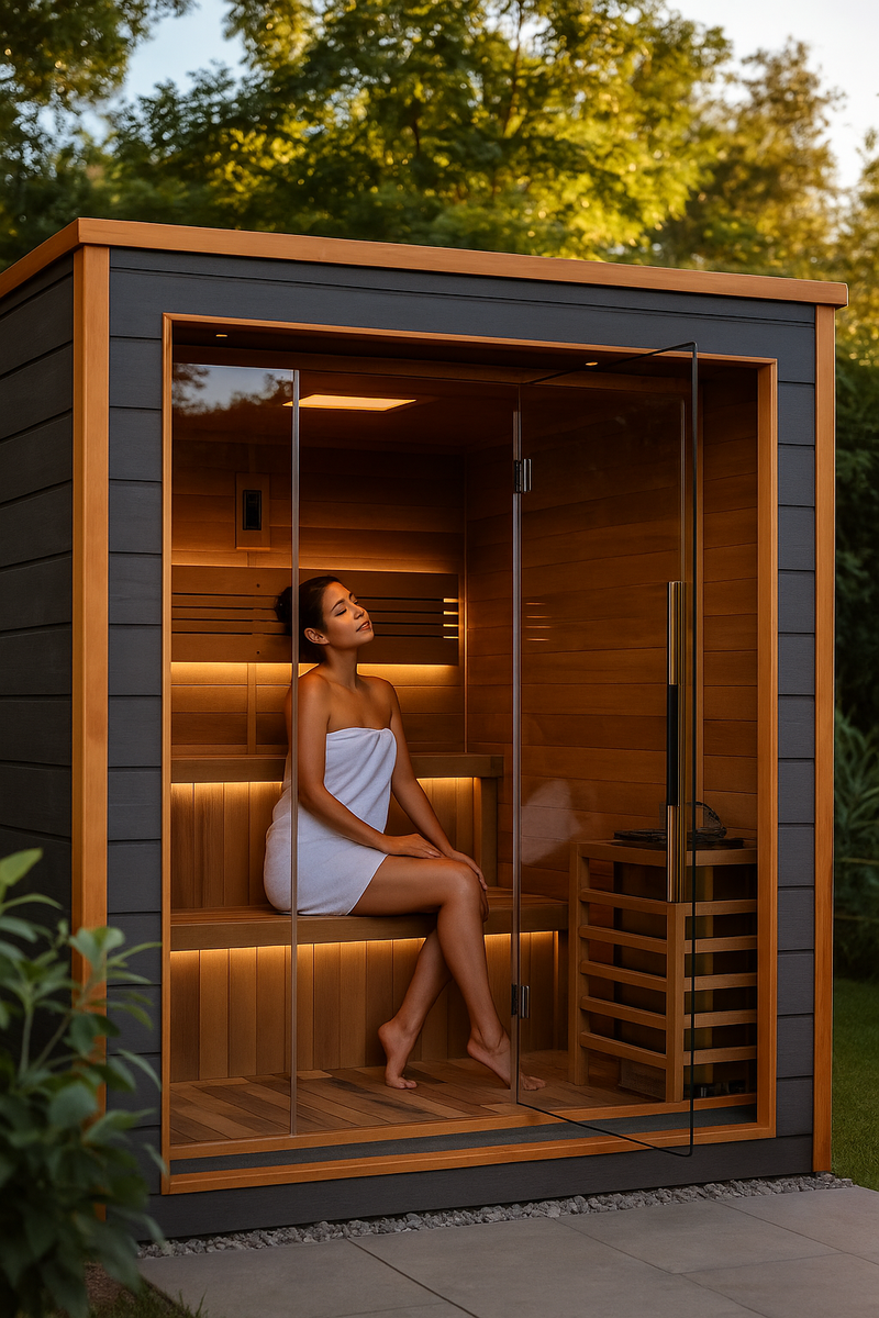 Golden Designs Bergen 6 Person Outdoor-Indoor Traditional Sauna - Canadian Red Cedar Interior