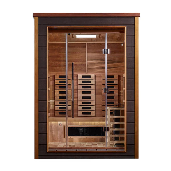 Nora 2 Person Outdoor-Indoor PureTech Hybrid Full Spectrum Sauna – Canadian Red Cedar Interior
