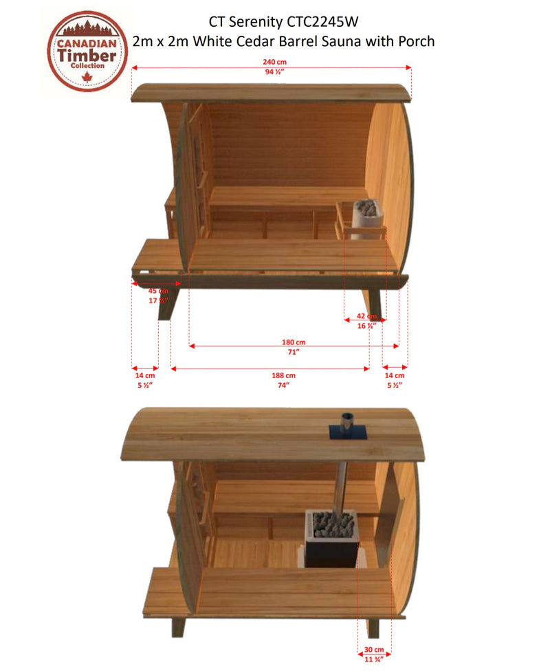 Dundalk LeisureCraft Canadian Timber Serenity Barrel Sauna