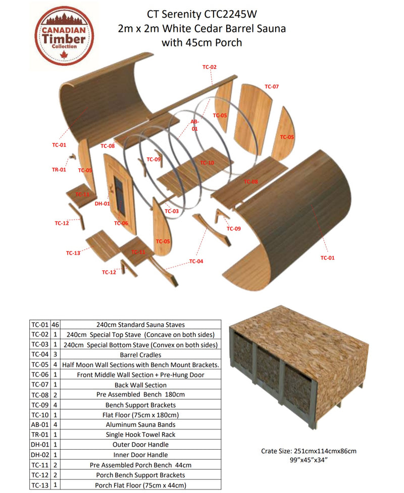 Dundalk LeisureCraft Canadian Timber Serenity Barrel Sauna