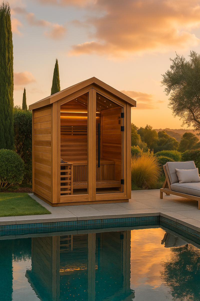 Savonlinna 3 Person Outdoor Traditional Sauna - Canadian Red Cedar Interior