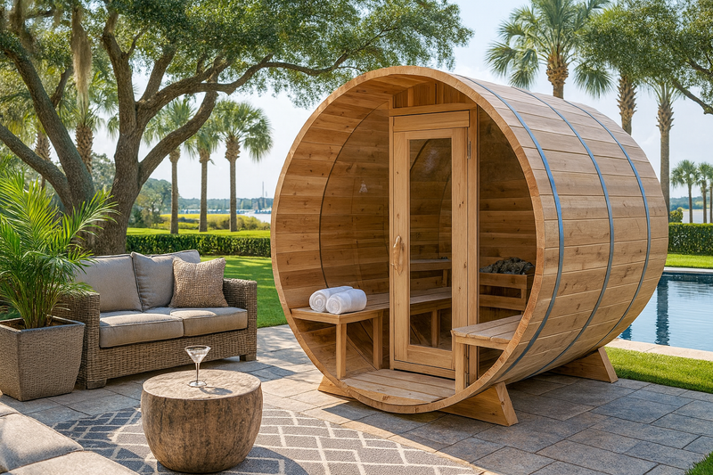 Dundalk LeisureCraft Clear Cedar Barrel Saunas