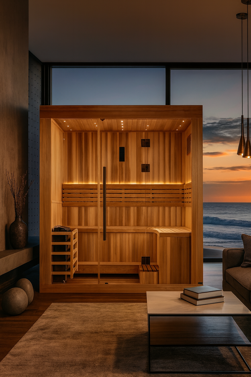 2025  "Copenhagen Edition" 3 Person Traditional Sauna Canadian Red Cedar Interior and Pacific Premium Clear Cedar Exterior