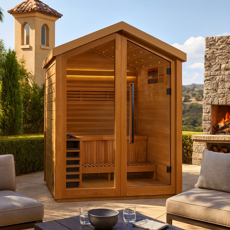 Savonlinna 3 Person Outdoor Traditional Sauna - Canadian Red Cedar Interior