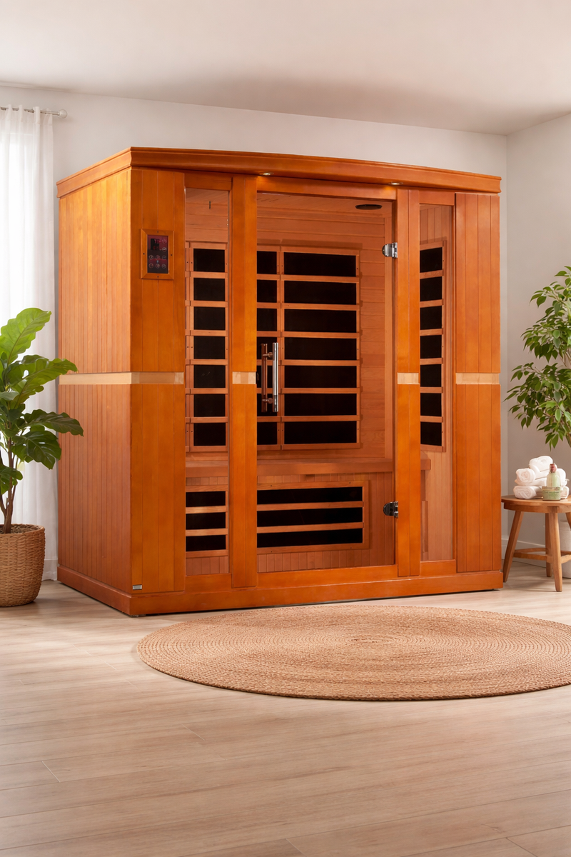 Dynamic Bergamo 4 Person Low EMF - Far Infrared Sauna - Natural Hemlock