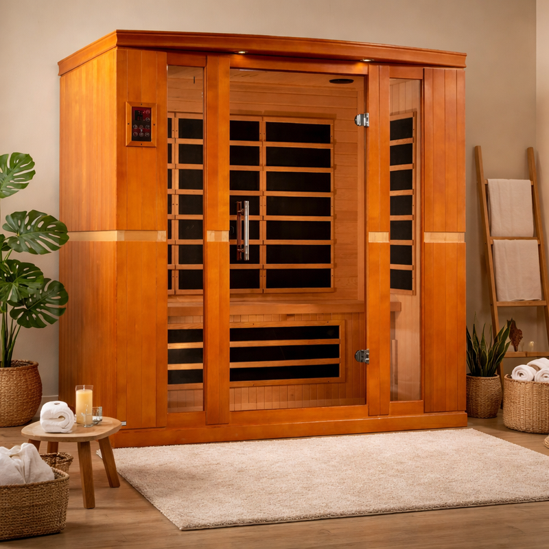 Dynamic Bergamo 4 Person Low EMF - Far Infrared Sauna - Natural Hemlock