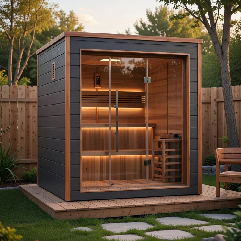 Golden Designs Bergen 6 Person Outdoor-Indoor Traditional Sauna - Canadian Red Cedar Interior