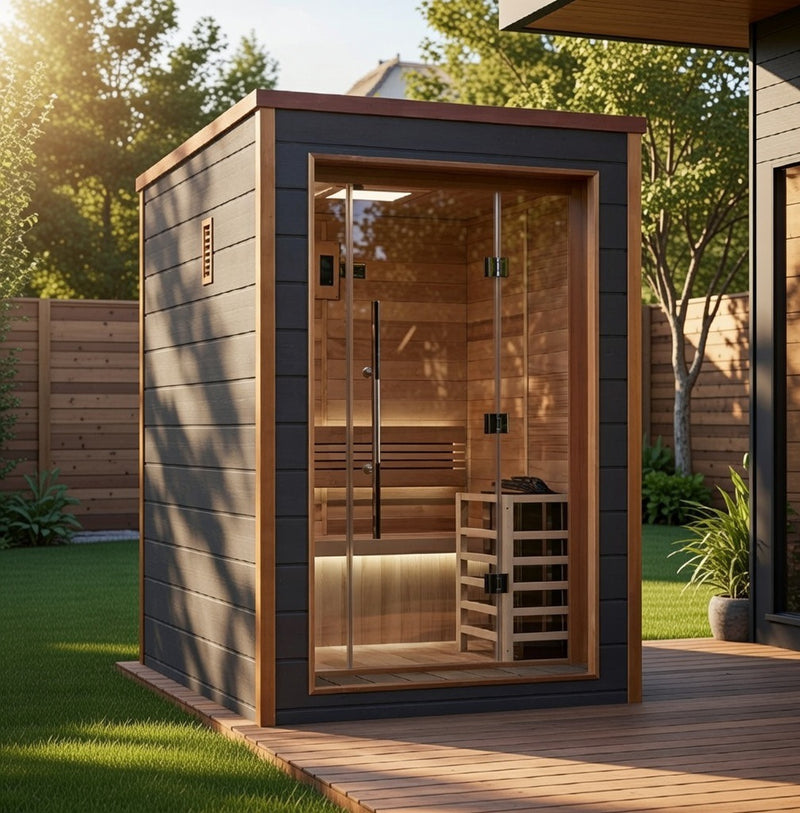 Golden Designs Narvik 2 Person Outdoor-Indoor Traditional Sauna - Canadian Red Cedar Interior